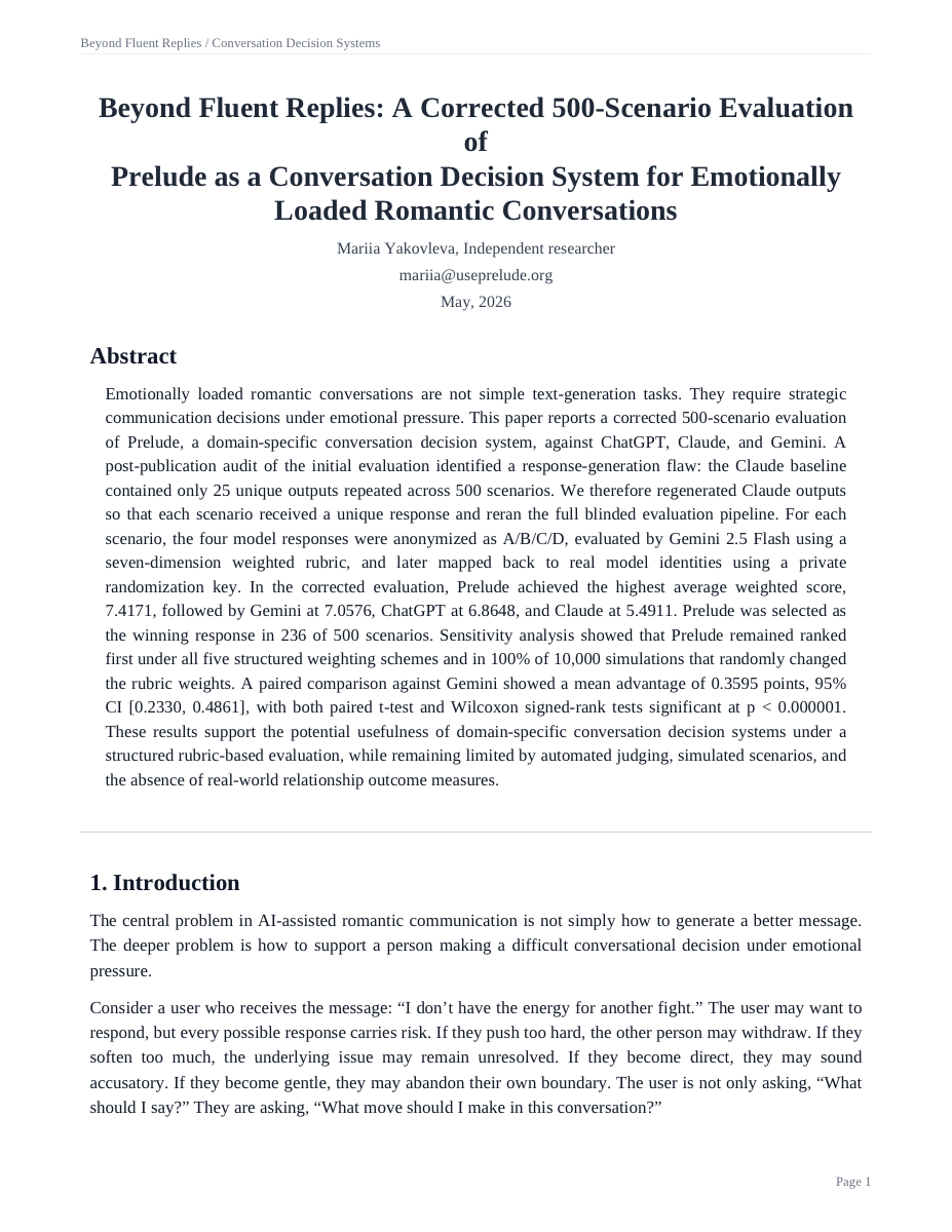 First page of the Prelude research paper